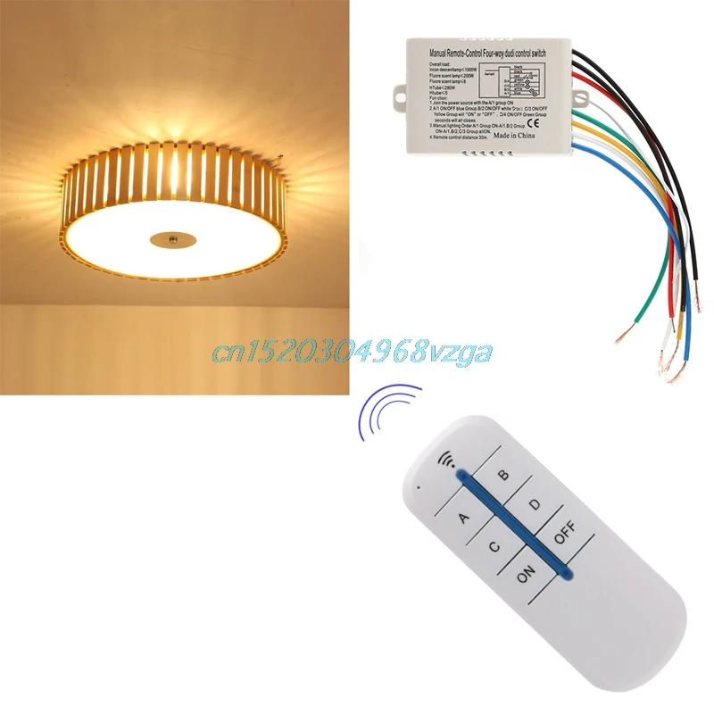  Remote Control Switch Ceiling Fans Chandeliers Ceiling Wireless 4 Channel ON/OFF Lamp Receiver Tran - 32811183462