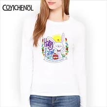 Easter Bunny Print Women T-shirt slim long sleeve Modal T-shirt for women casual regular O-neck Tees Easter Eggs print tops abstract print casual long sleeve t shirt