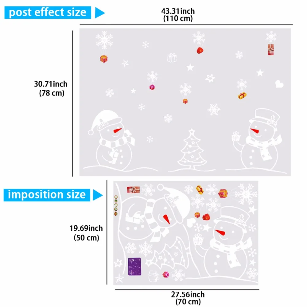 Xmas Snowman Glass Stickers Living Room Bedroom Glass Window Stickers PVC   Christmas Decorations (2)