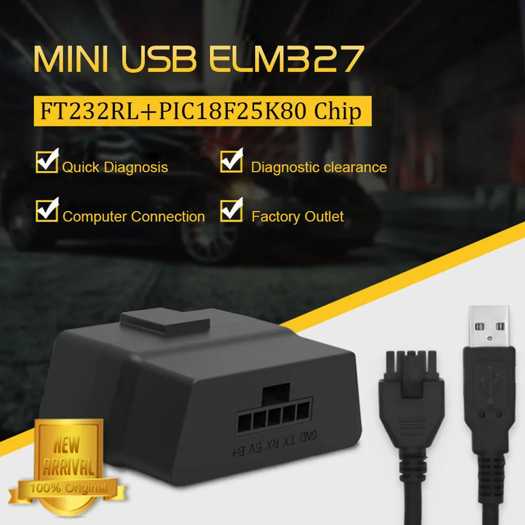 

USB ELM327 V1.5 V07HU PIC18f25k80 + FT232RL Chip USB RS232 Port On PC ELM 327 For Windows XP/Win7 32bits ISO15765-4 CAN