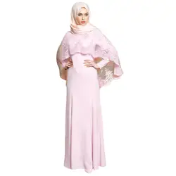 Летние модные женские кружево шаль кафтан длинное платье Абая мусульманских Исламская лоскутное Макси одежда z0416