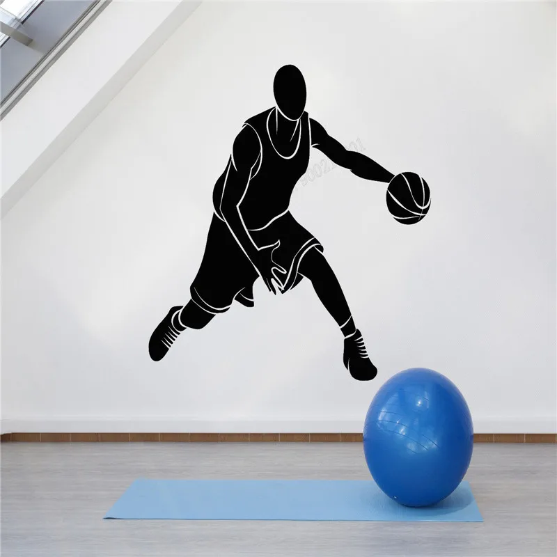 

Wall Decoration Basketball Sports Room Decorative Vinyl Art Removeable Poster Playroom Player Decal Ball Team Sports Decor LY328