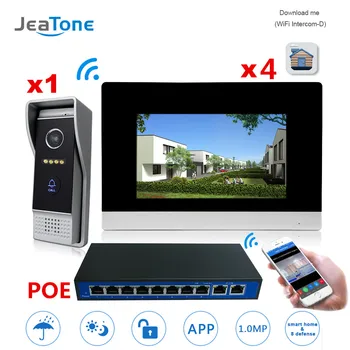 

7 inch WIFI IP Video Door Phone Intercom Wireless Door Bell Speaker 1-4 POE Access Control System Support Smoke/Gas/Water Alarm