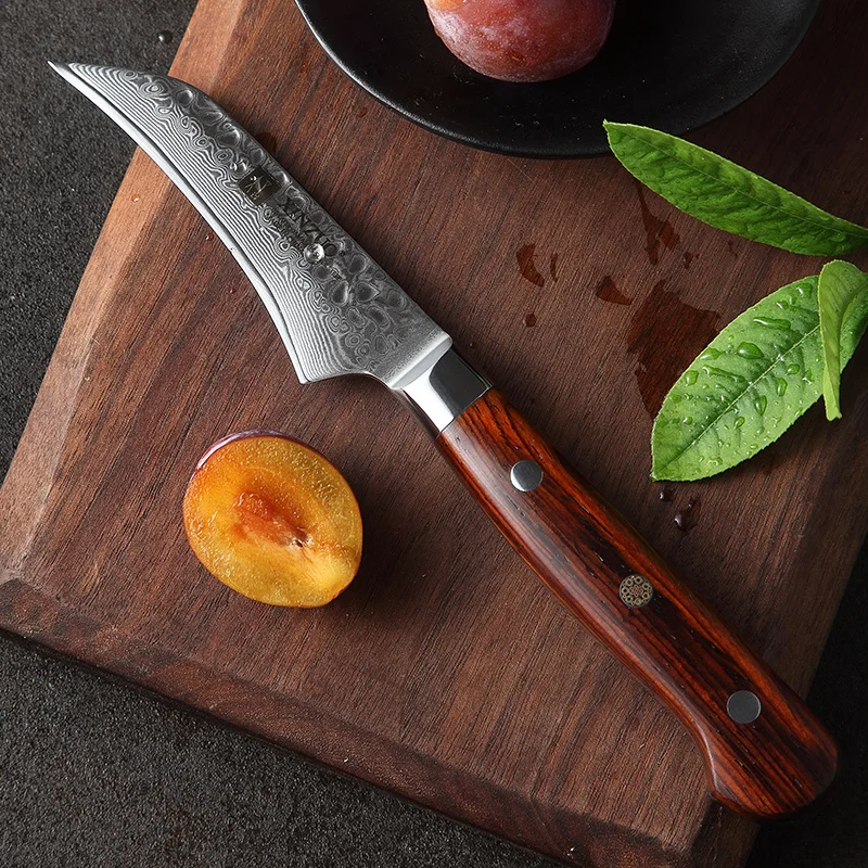 

XINZUO Brand 3.5 inch Paring Knife Kitchen Steel 67 Layers Damascus Steel Cooking Tools Rose Wood Handle Kitchen Knife Sharp