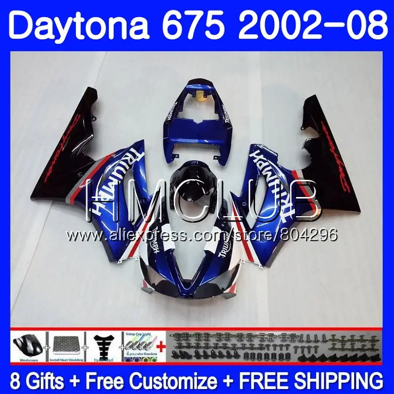 

Body For Triumph Daytona 675 02 03 04 05 06 07 08 126HM.0 Daytona675 02 2002 2003 2004 2005 2006 2007 2008 Fairing Blue black