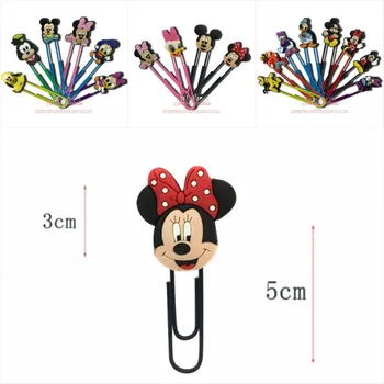 

4-8pcs/lot Mickey Kawaii Cartoon PVC Bookmarks Paper Clips Page Holder for Teacher Students Office School Supply Kids Gift