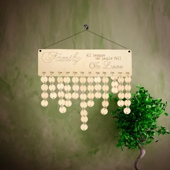 

DIY Wooden Family All because two people fell in love Calendar Anniversary Board Sign Special Dates Planner Christmas G