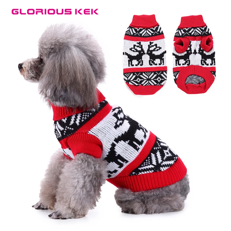 GLORIOUS KEK Pet Sweaters Christmas Holiday Reindeer Ugly Sweaters for