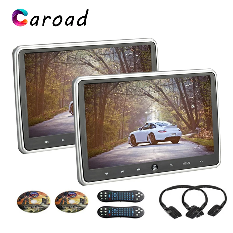 Caroad 2 шт. 10,1 дюймов Автомобильный подголовник монитор HD цифровой ЖК-дисплей экран DVD Аудио Видео плеер с HDMI/USB/SD/IR/FM передатчик/игра