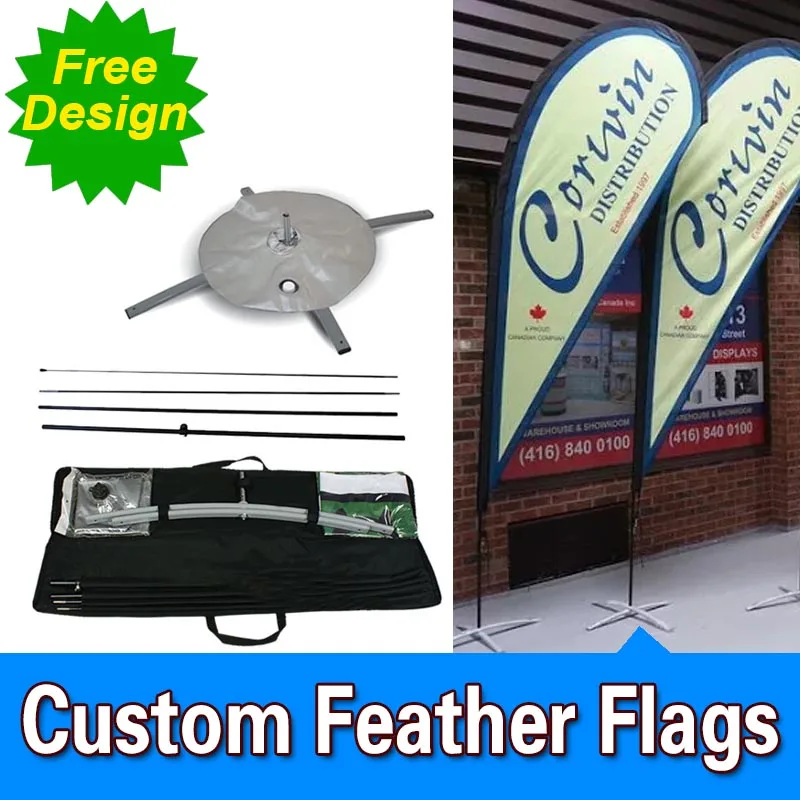 

Free Design Free Shipping Single Sided Cross Base Teardrop Flag Signs Advertising Flutter Flags Banners Beach Flag