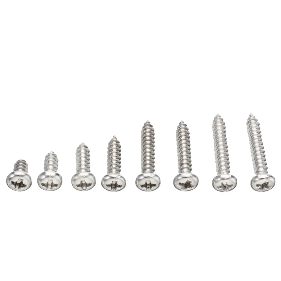 200pcs New M3 Self Tapping Screws Stainless Steel Pan Flat Head Self-Tapping Screws 8 Sizes Assortment Kits