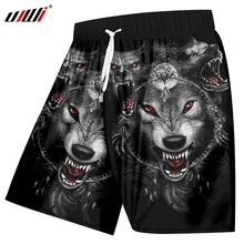 UJWI мужские шорты с 3D принтом Космический Волк, мужские шорты для бодибилдинга, фитнеса, свободные боксеры и брюки, быстросохнущие пляжные шорты из полиэстера