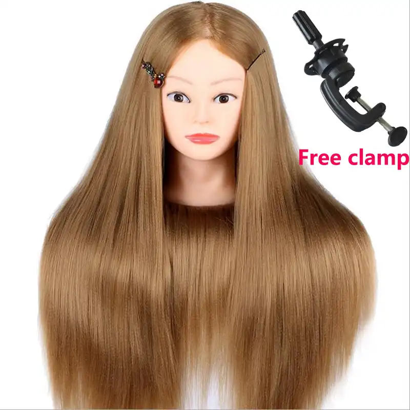 26 Thick Blonde Hair Maniquin Head For Braid Hairdressing Cosmetology 100 High Temperature Fiber Hair Training Head Mannequin Aliexpress