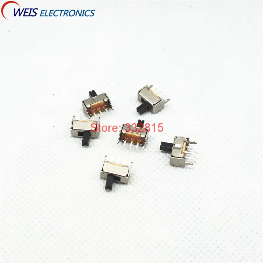 

50PCS SS12D07 1P2T DIP 5PIN SPDT toggle switch handle length 4mm slide switches SS-12D07 ROHS Free shipping D.