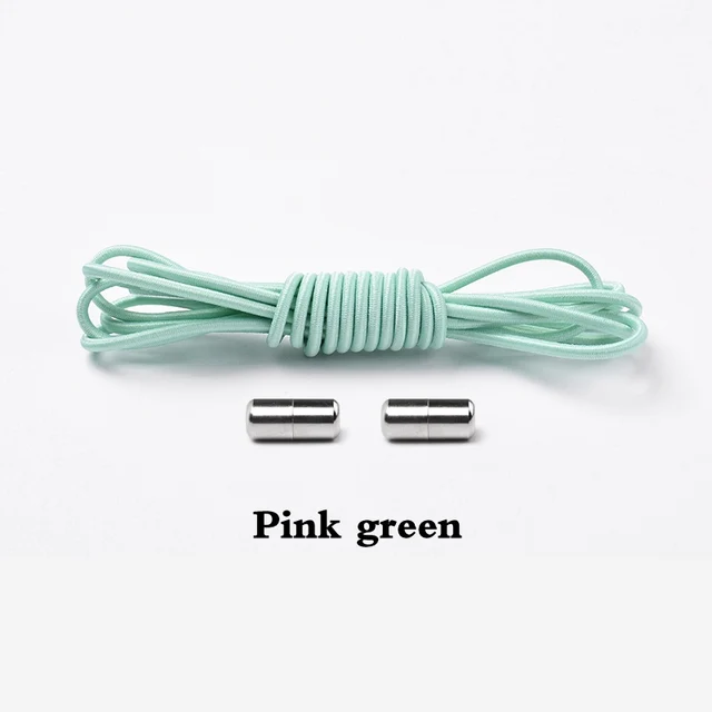 1Pair Elastic Shoelaces Round No Tie Shoe laces Sneakers Shoelace Kids Adult Rubber elastic Laces Lock One Size Fits All Shoes Light Green