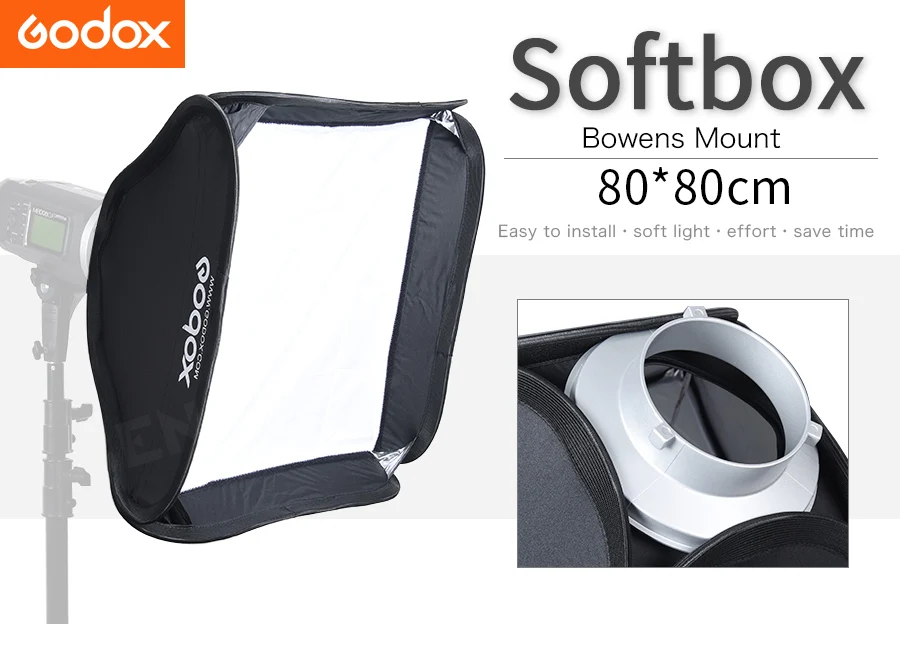 PRO Portable 32"/80cm Softbox For SpeedLight Flash Hot Shoe Soft Box Kit 80x80cm 