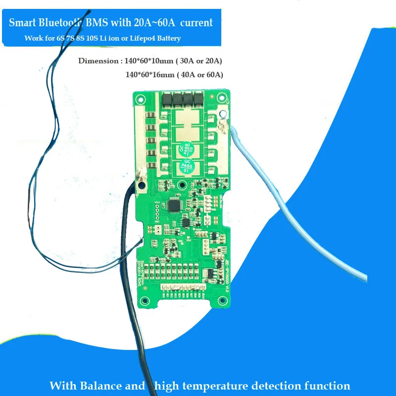 6S 7S 8s 10S литий-ионный умный Bluetooth BMS с 20A до 60A постоянный ток для 24V 36V литий-ионный аккумулятор