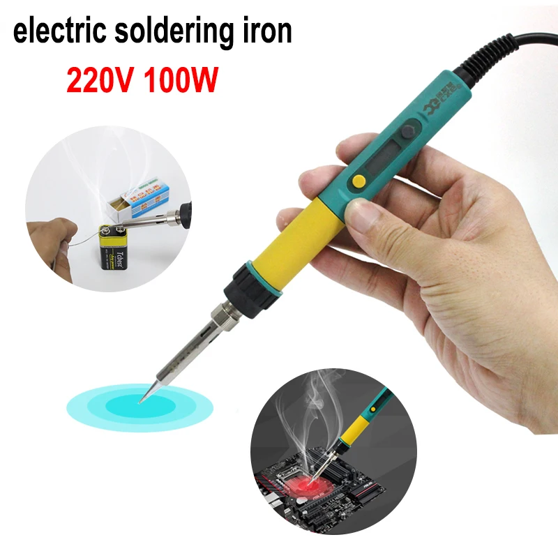 

High Quality EU Plug Adjustable Temperature Electric Soldering Iron 220V 100W Welding Tool Solder Station Heat Pen