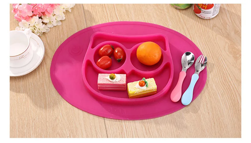 New Infant Baby Feeding Tableware Safe Silicone Cute Animals Shape Slip-resistant Baby Dishes Snack Fruit Baby Feeding Set XSKP10 (5)