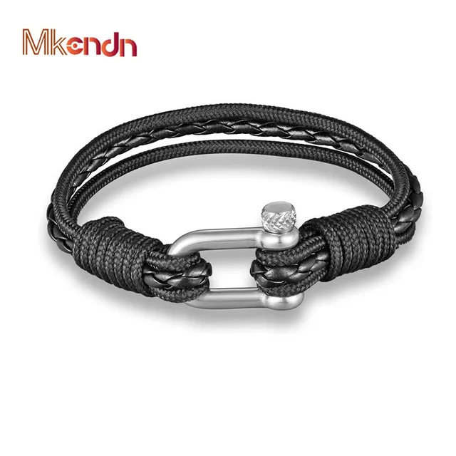 Mkendn New Fashion Multilayer Charm Women Leather Bracelet Wristband Mkendn New Fashion Multilayer Charm Women Leather Bracelet Wristband Black Anchor Men Jewelry Accessories Pulseras