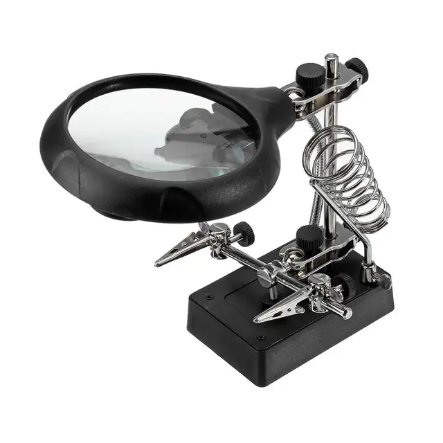 2.5X-10X lens Auxiliary Clip Loupe Desktop Magnifier Third Hand Soldering Repair Tool Welding Magnifying Glass With LED Light - Image 4