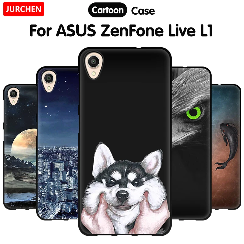 

JURCHEN Silicone Black Phone Case For Asus ZenFone Live L1 ZA550KL Cover Cute Print Soft Cases For Asus ZB550 KL Asus Live L1