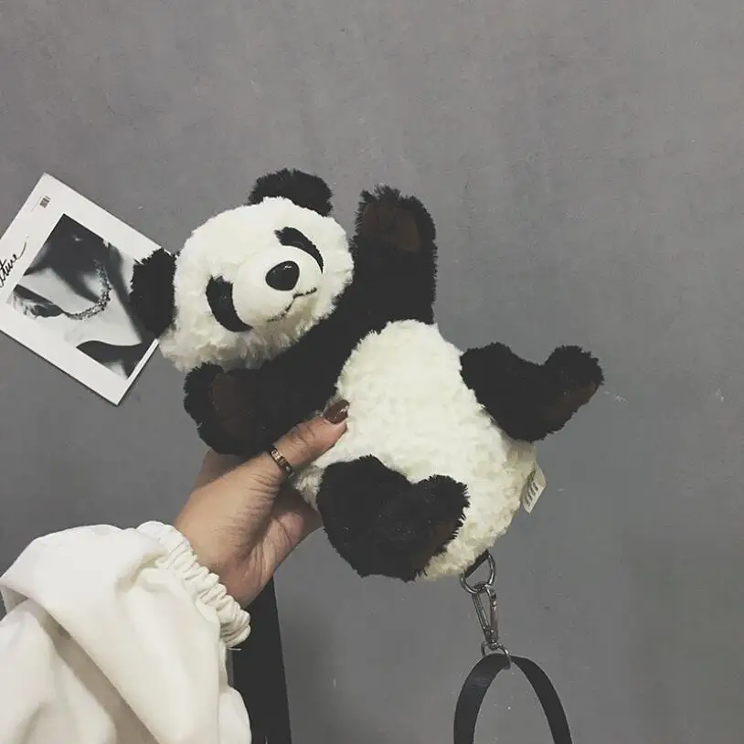 

New creative little panda backpack cute fashion shoulder Crossbody bag plush backpack