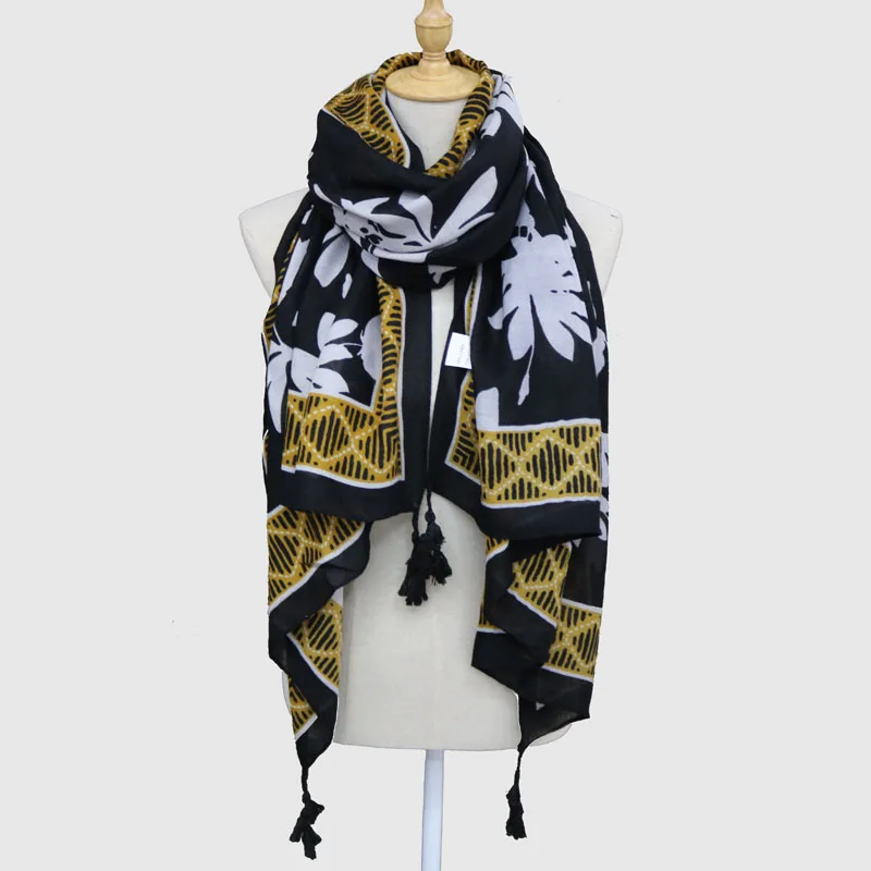 

2018 winter floral Viscose Scarf Women luxury brand high quality fashion big Shawl for long shawls and wraps stoles hijab cape