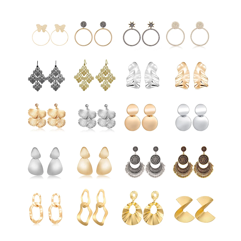 

2019 New Fashion Boho Hoop Earrings Statement Metal Geometric Simple Irregular Stud Earrings Female For Women Modern Jewelry