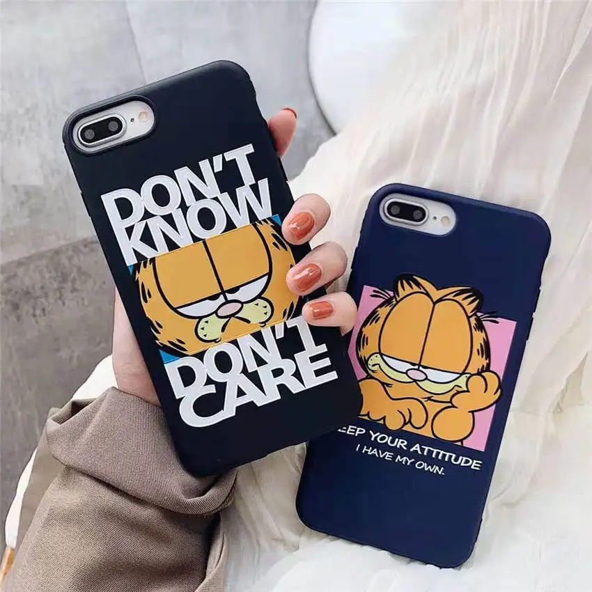 For iPhone XR XS MAX 8 7 6s Plus Phone Cases Full Back Covers Funny Yellow Garfield Lazy Cats Cartoons Pattern Fundas Coque Capa |