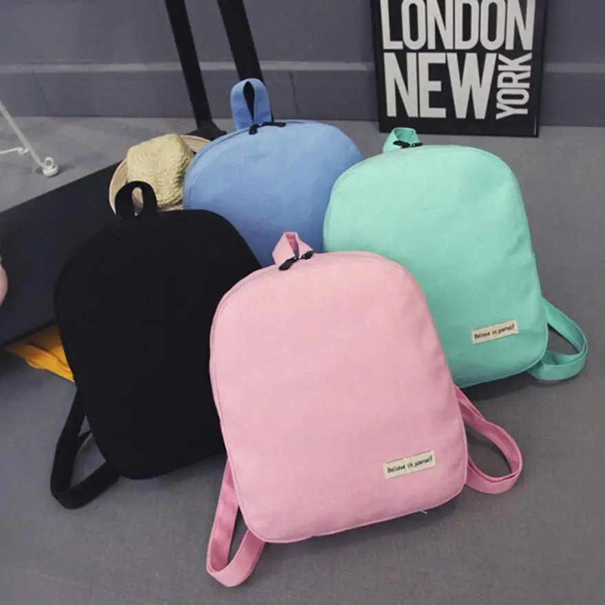 Chica de lona bolsa de Mini sólido bolso mochila mujeres, mochila Mochilas femenina
