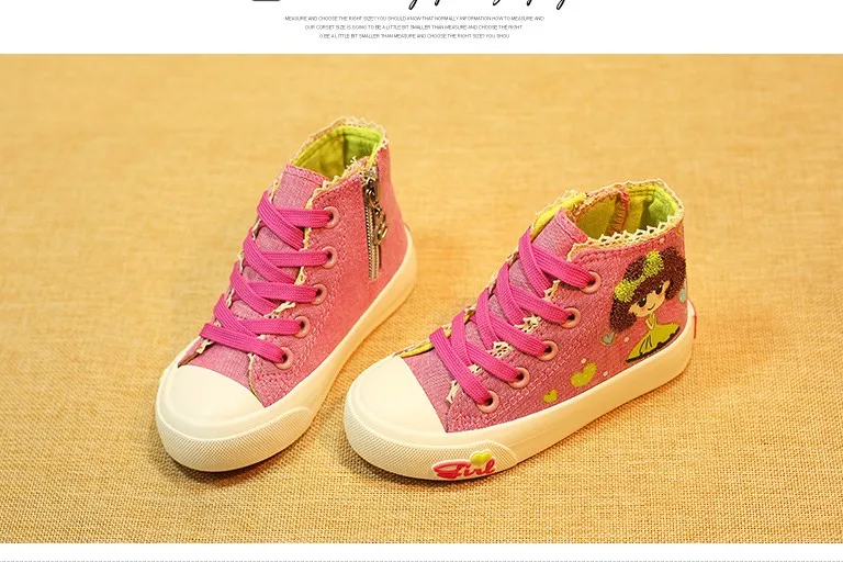 New 2016 Spring Fashion Girls Shoes Canvas Children Shoe Breathable Casual Print Girls Sneakers Toddler High Good Rubber Sneaker 434 (8)