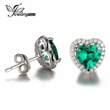 JewelryPalace Corazón Nano Ruso Esmeralda Stud Pendientes Mujeres Regalo Romántico De La Boda Real Pure 925 Plata Esterlina Sólida 2016