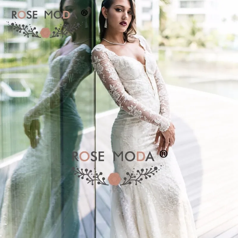 long sleeves backless wedding dressf