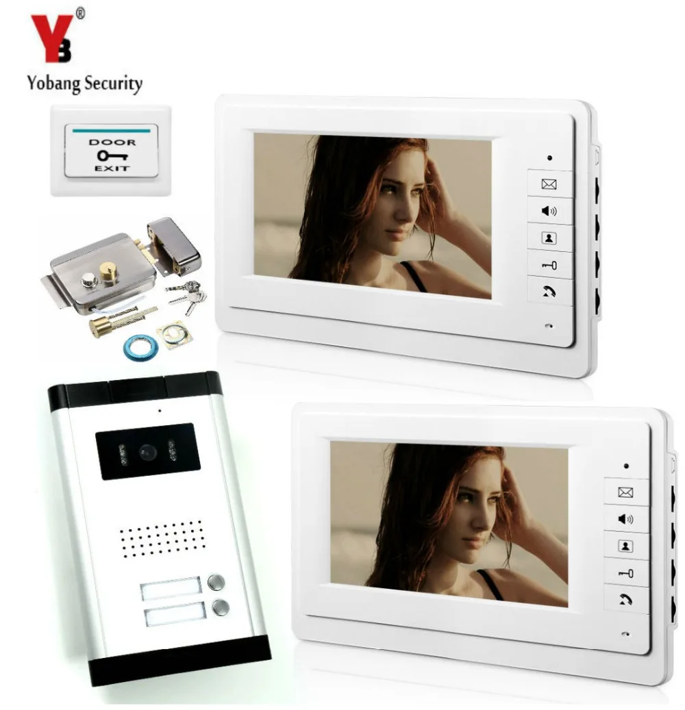 

YobangSecurity Inch Wired Video Door Phone Visual Intercom Doorbell Door Lock with 1* Monitor+1* Camera For 2 Units Apartment