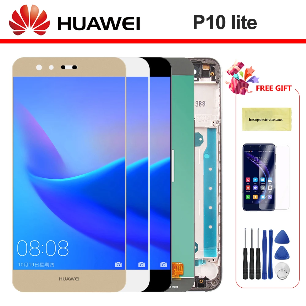 

100% New 5.2" LCD For HUAWEI P10 Lite Display Touch Screen with Frame For HUAWEI P10 Lite LCD Screen was-lx1 was-lx1a