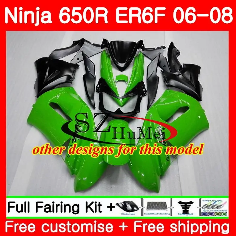 Средства ухода за кожей для Kawasaki Ninja 650R Er6 F 650 ER-6f 06-08 4sh11 цвета: зеленый, черный ninja650r Er6F 06 07 08 ER 6f 2006 2007 2008 Обтекатели комплект