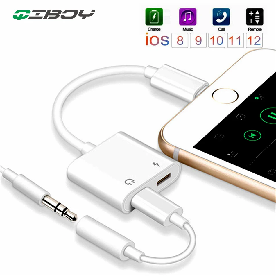 

To 3.5mm Jack AUX Headphones Audio Adapter 2 in 1 For iphone X XS Max XR Lighting Plug Charger For iPhone 7 8 Plus 3.5mm Adapter