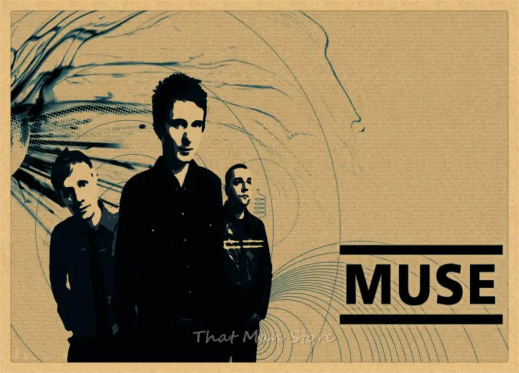 Muse poster.muse rock music vintage retro poster kraft paper decorative wall sticker - Цвет: Темный хаки