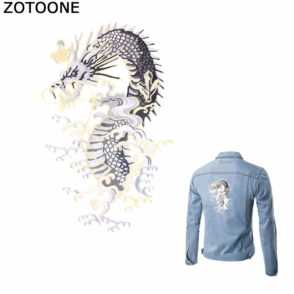 

ZOTOONE Embroidered Dragon Patches for Clothes Stripe on Jacket Iron on Patch Sticker Applique Diy Appliques Garment Accessories