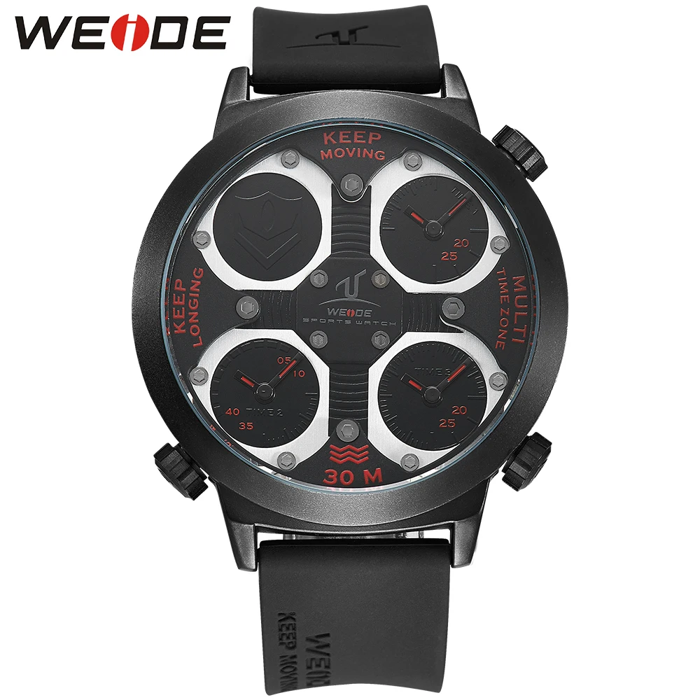 WEIDE luxury brand quartz Watches Mens Military Dual Time Zone Waterproof  Sports Army Quality silicone analog Relogio Clock