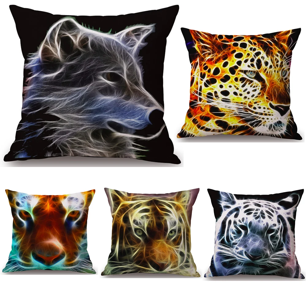 Tiger Wolf Snow Leopard Cheetah Neck Body Pillowcase Linen Bed