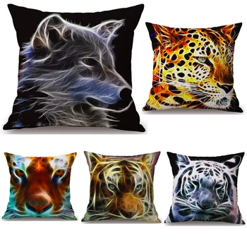 

Tiger Wolf Snow Leopard Cheetah Neck Body Pillowcase Linen Bed Pillows Cover Couch Seat Cushion Throw Pillow Home Decoration
