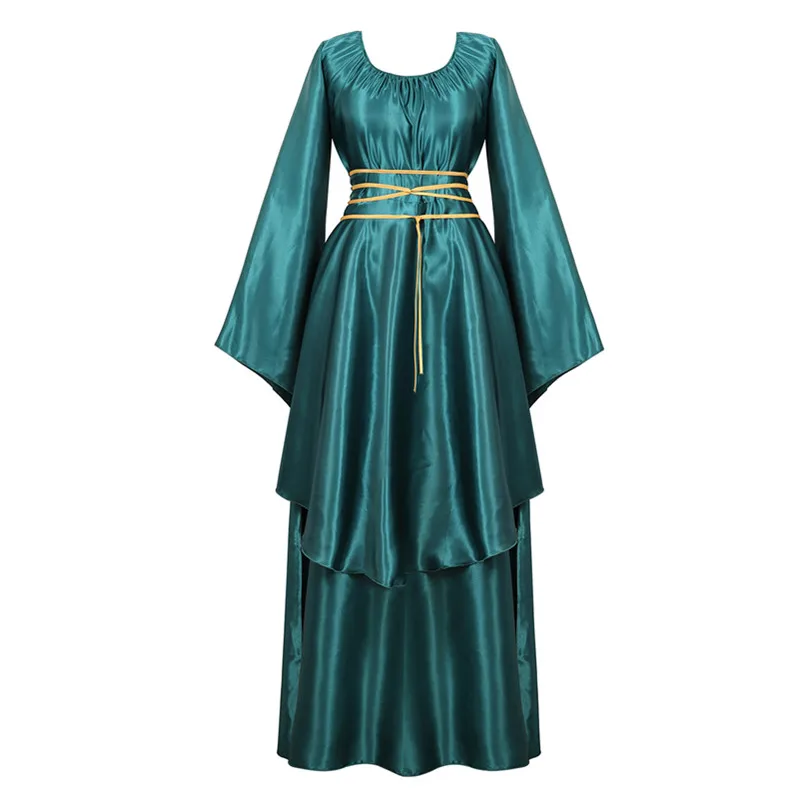 

Women's Medieval Renaissance Dress Halloween Cosplay Costumes Vintage Floor Length Irish Over Long Dresses Victorian Retro Gown