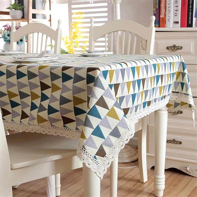 

Cotton Linen Modern Minimalist Geometric Green And Yellow Triangle Lace Tablecloth Tablecloth Table Cloth Table Cloth