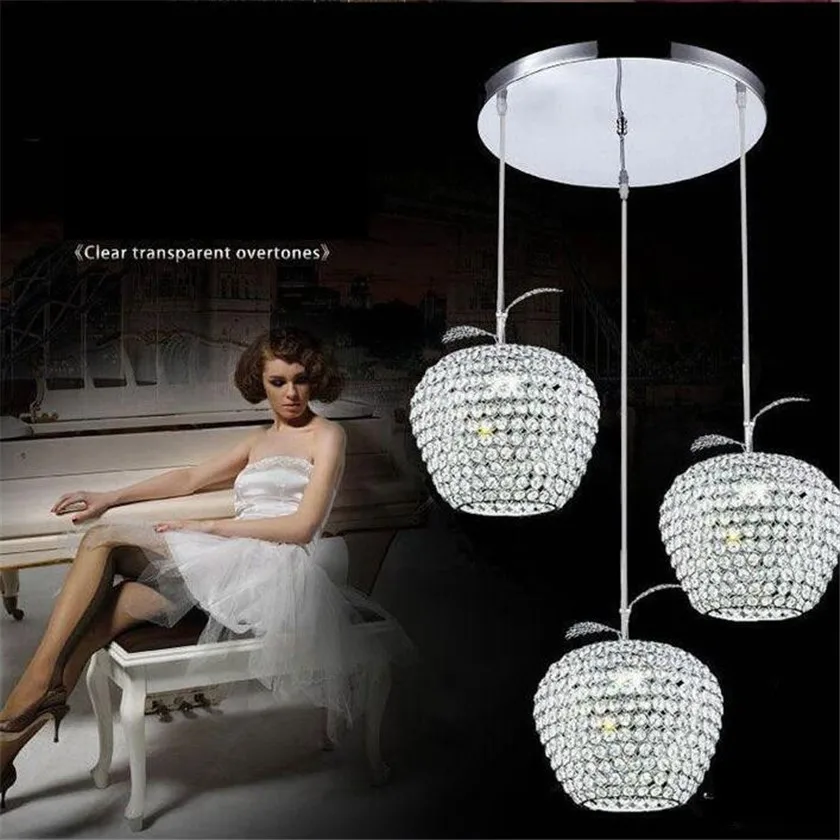 

Lustres Apple Crystal Led Pendant Lamp Luminarias Aisle Balcony Pendant light Chrome Lighting Fixtures Abajur E27 Suspended Lamp