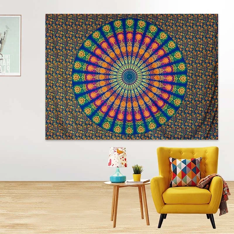 Indian Bohemian Mandala Tapestry Wallpaper Hanging Sandy Beach Throwing Carpet Camping Tent Travel Yoga Mattress Mandala - Цвет: 9