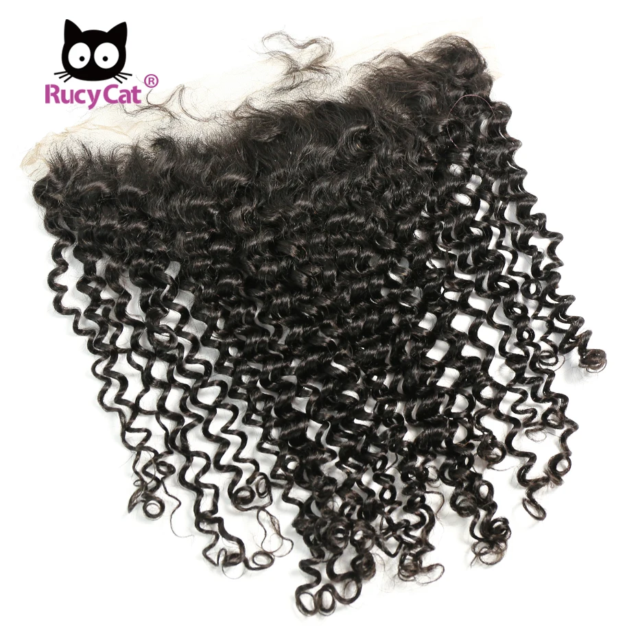 RucyCat шелковая основа 13*4 Кружева Фронтальная Закрытие бразильские девственные волосы глубокая волна человеческих волос расширение