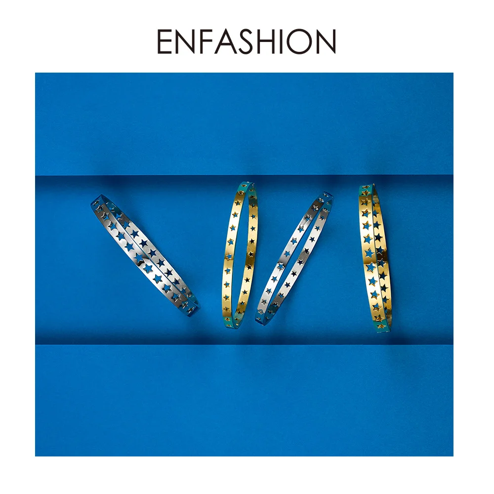 Online Pulseras y brazaletes de estrellas huecas enmoda para mujer pulseras de acero inoxidable de Color dorado para mujer Regalos para amigos joyería BM192011