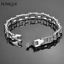 FUNIQUE женский мужской браслет из нержавеющей стали серебряного цвета Панк Рок велосипед мотоциклетная шарнирная цепь браслет, женская бижутерия подарок